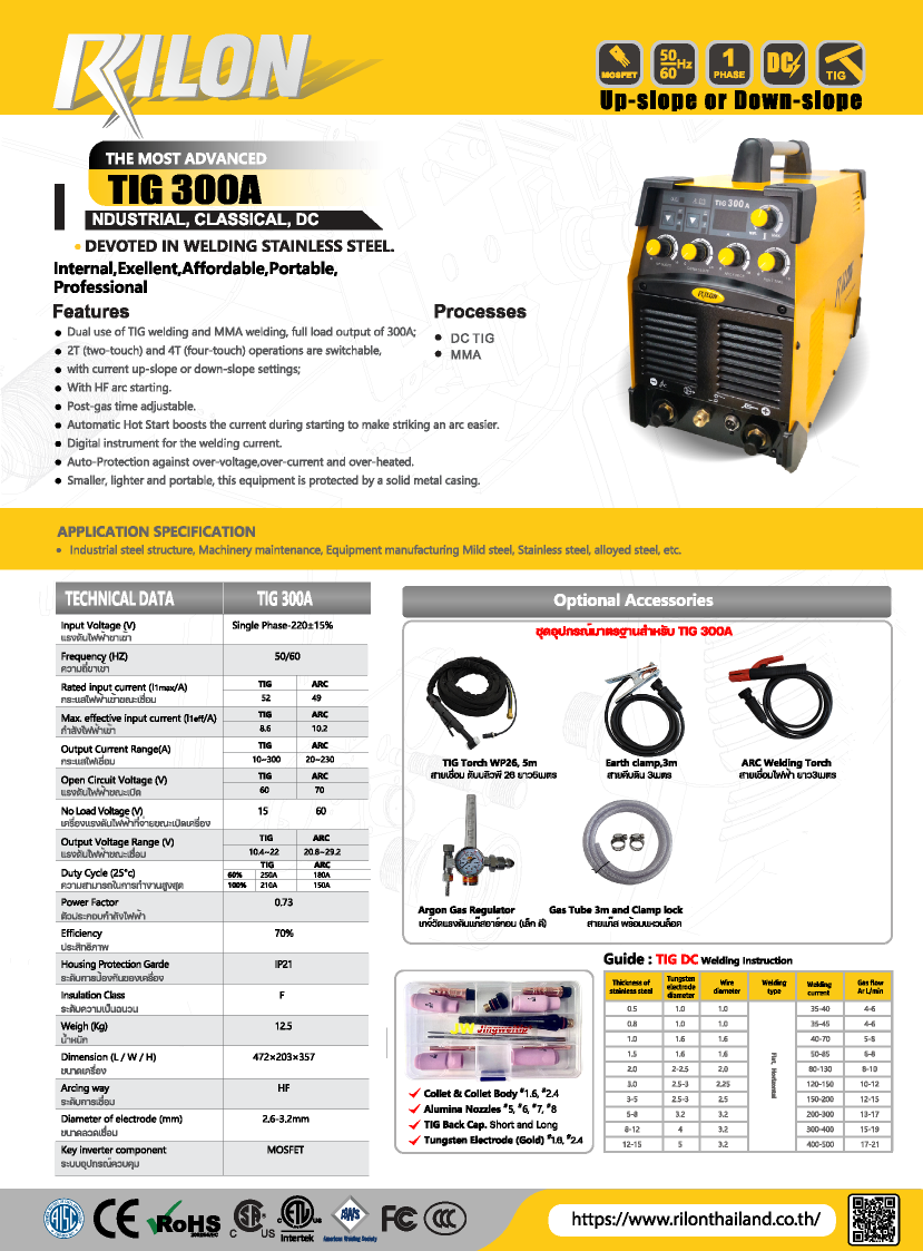 RILON TIG300A (Up-Slope, Down-Slope)