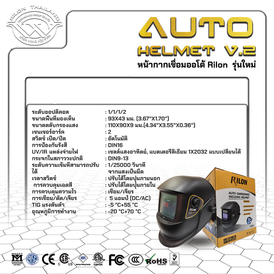หน้ากากเชื่อมปรับเเสงอัตโนมัติ Rilon รุ่นใหม่