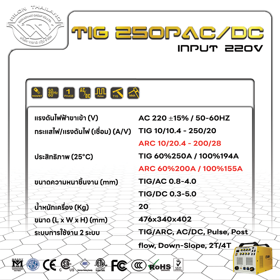 Rilon Thailand RILON TIG250P AC/DC product